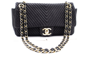 Chanel Chevron V-Stitch Leather Chain Shoulder Bag Single Flap Mat k59 hannari-shop