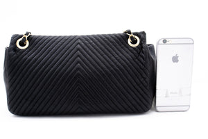 Chanel Chevron V-Stitch Leather Chain Shoulder Bag Single Flap Mat k59 hannari-shop