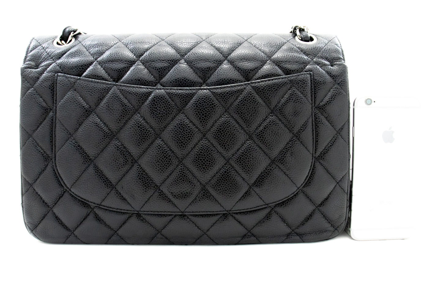 CHANEL Grained Calfskin Large Chain Shoulder Bag W Flap SV Classic L06 hannari-shop