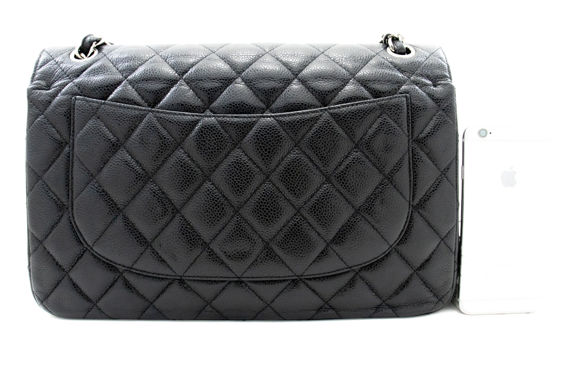 CHANEL Grained Calfskin Large Chain Shoulder Bag W Flap SV Classic L06 hannari-shop