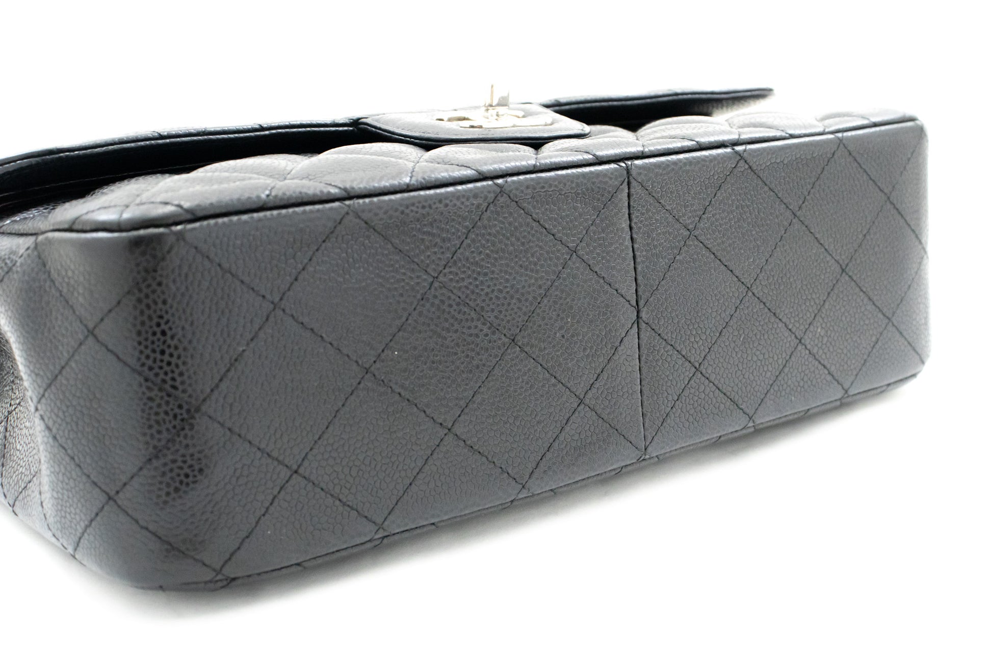 CHANEL Grained Calfskin Large Chain Shoulder Bag W Flap SV Classic L06 hannari-shop