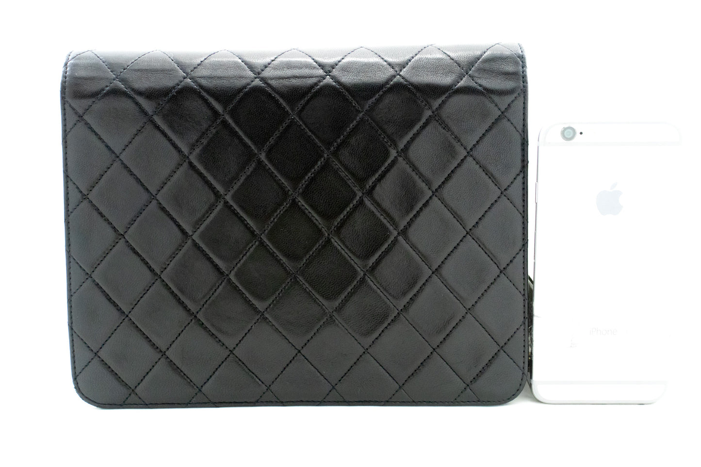 CHANEL Small Chain Shoulder Bag Clutch Black Quilted Flap Lambskin L81 hannari-shop