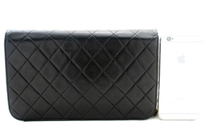 CHANEL Full Flap Chain Shoulder Bag Clutch Black Quilted Lambskin m06 hannari-shop