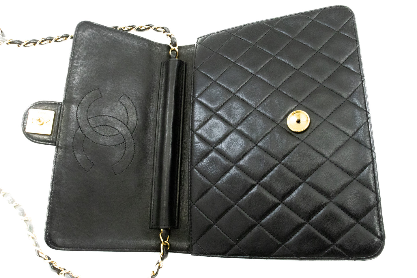 CHANEL Small Chain Shoulder Bag Clutch Black Quilted Flap Lambskin j60 hannari-shop