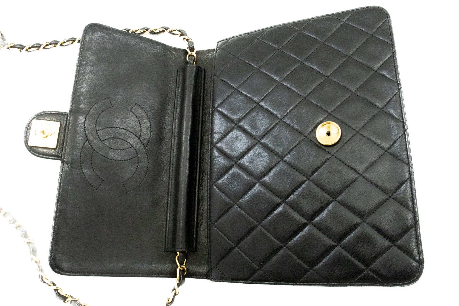 CHANEL Small Chain Shoulder Bag Clutch Black Quilted Flap Lambskin j60 hannari-shop