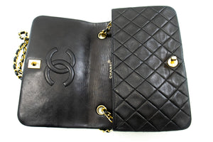 CHANEL Full Flap Chain Shoulder Bag Black Quilted Lambskin L56 hannari-shop