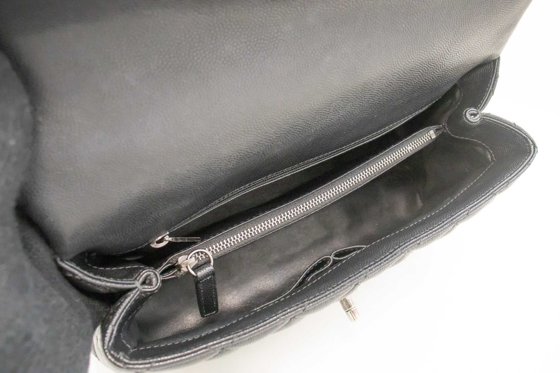 CHANEL 2 Way Top Handle Handbag Shoulder Bag Black Caviar Leather L52 hannari-shop