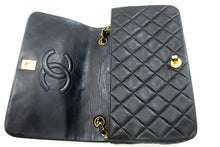 CHANEL Full Flap Chain Shoulder Bag Clutch Black Quilted Lambskin L97 hannari-shop