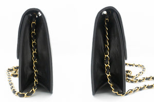 CHANEL Chain Shoulder Bag Clutch Black Quilted Flap Lambskin Purse m23 hannari-shop
