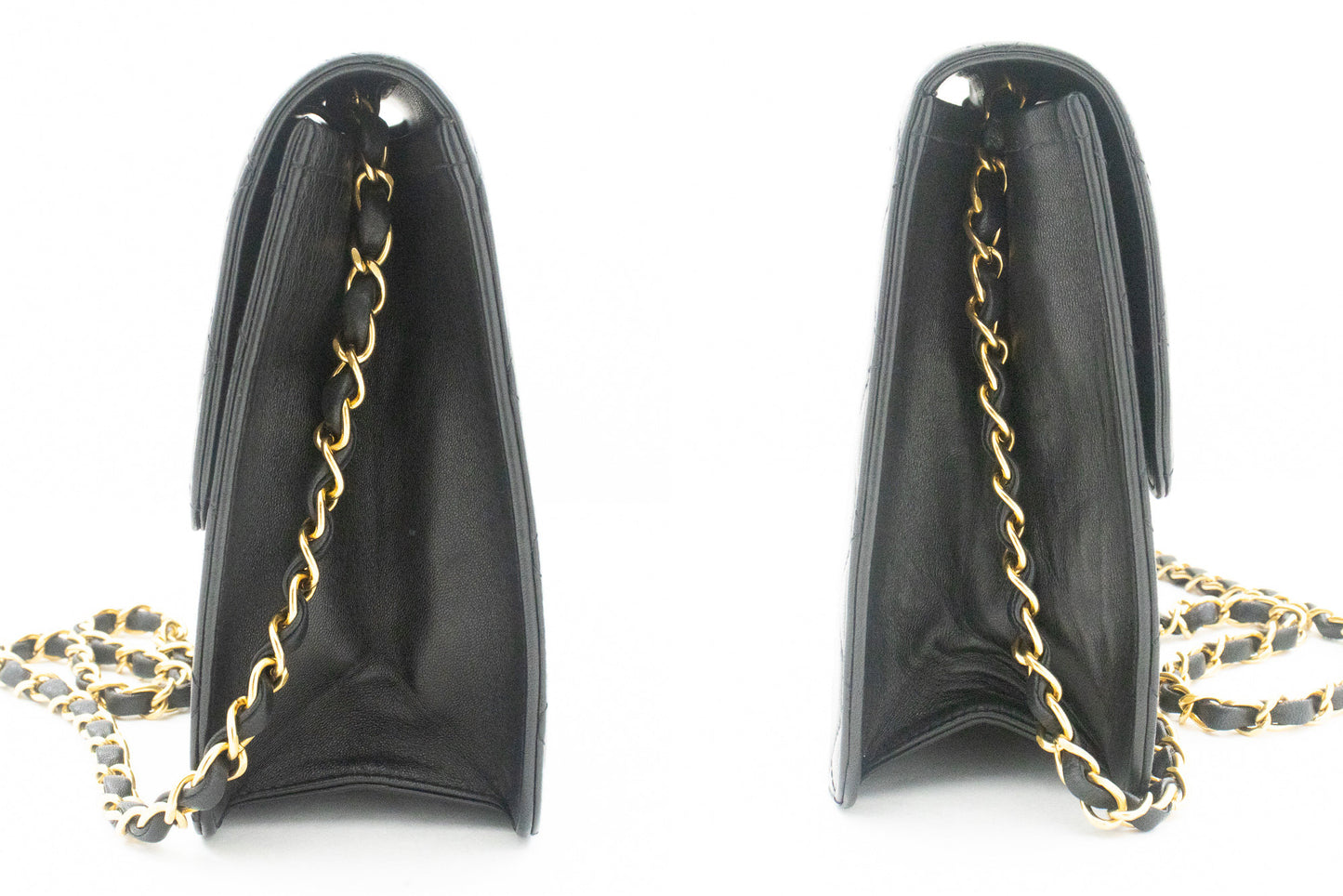 CHANEL Chain Shoulder Bag Clutch Black Quilted Flap Lambskin Purse k13 hannari-shop