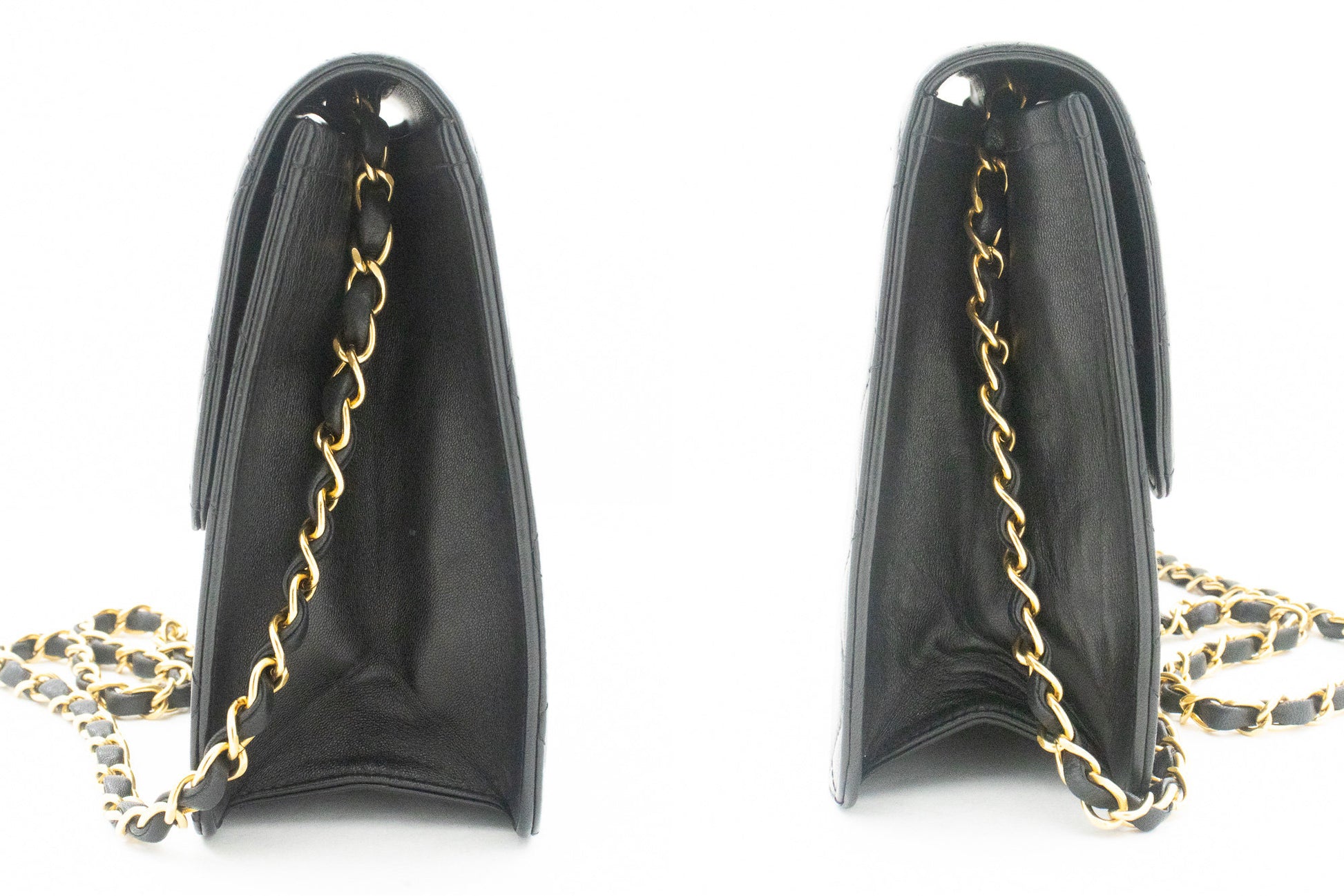 CHANEL Chain Shoulder Bag Clutch Black Quilted Flap Lambskin Purse k13 hannari-shop