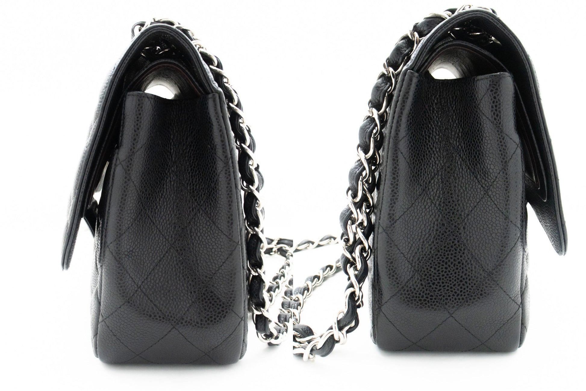 CHANEL Grained Calfskin Large Chain Shoulder Bag W Flap SV Classic L06 hannari-shop