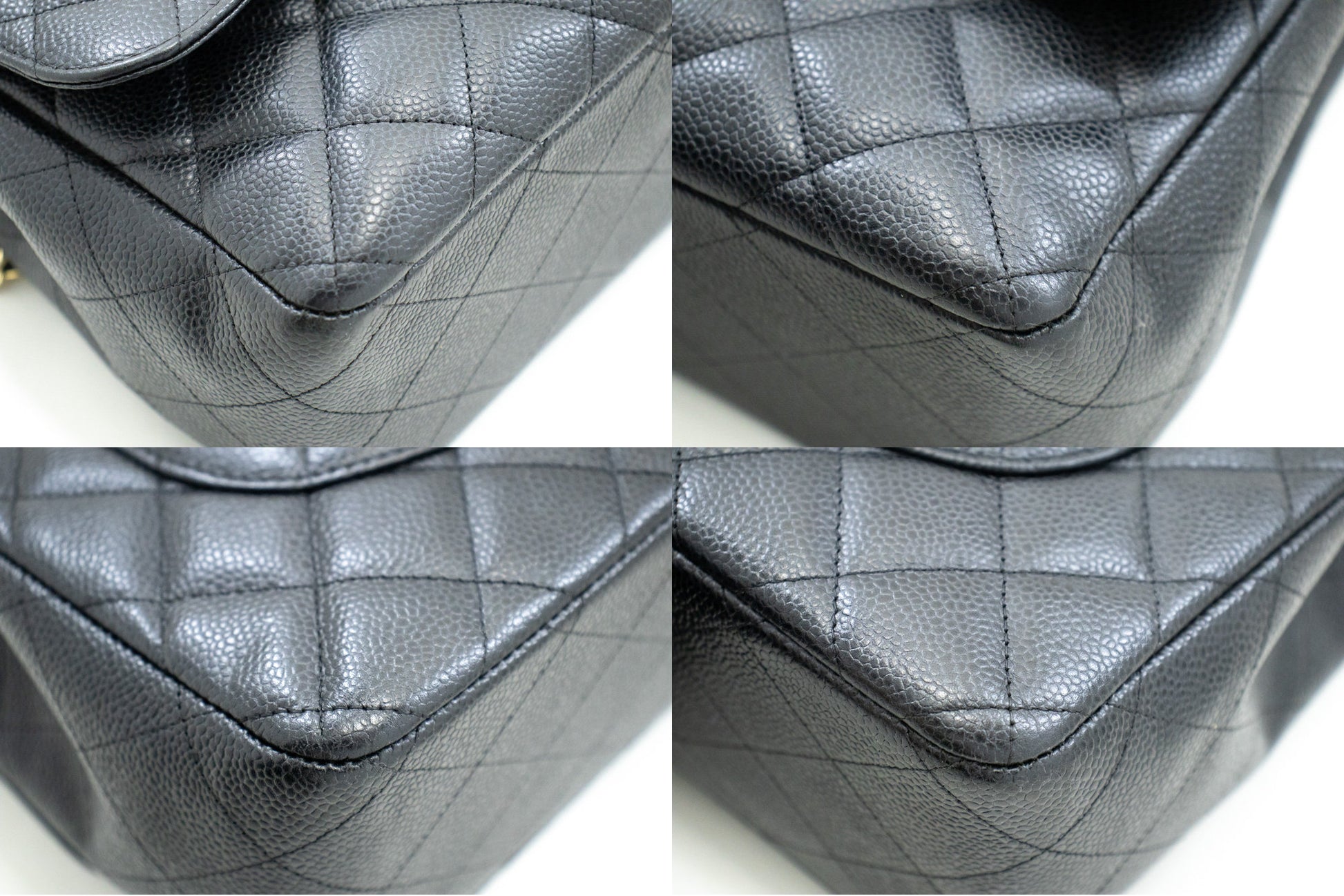 CHANEL Classic Large 11" Chain Shoulder Bag W Flap Black Caviar L66 hannari-shop