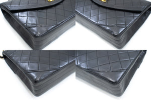 CHANEL Half Moon Chain Shoulder Bag Crossbody Black Quilted Flap L76 hannari-shop