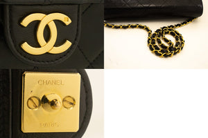 CHANEL Chain Shoulder Bag Clutch Black Quilted Flap Lambskin Purse m23 hannari-shop