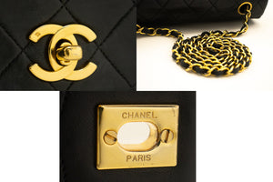 CHANEL Full Flap Chain Shoulder Bag Clutch Black Quilted Lambskin L97 hannari-shop
