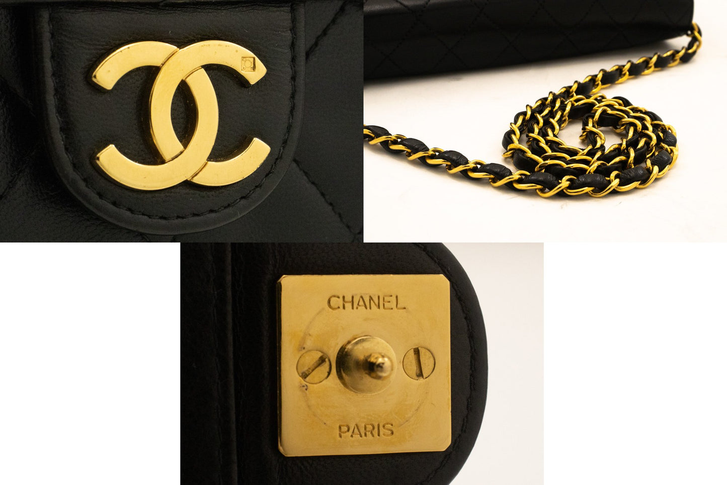 CHANEL Small Chain Shoulder Bag Clutch Black Quilted Flap Lambskin j60 hannari-shop