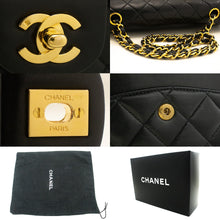 CHANEL Classic Double Flap 10" Chain Shoulder Bag Black Lambskin m19 hannari-shop