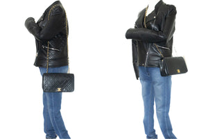 CHANEL Full Flap Chain Shoulder Bag Clutch Black Quilted Lambskin L97 hannari-shop