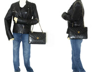 CHANEL Half Moon Chain Shoulder Bag Crossbody Black Quilted Flap L76 hannari-shop