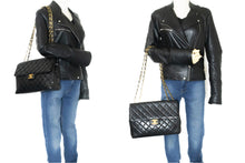 CHANEL Classic Large 11" Chain Shoulder Bag Flap Black Lambskin L95 hannari-shop