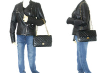 CHANEL Classic Double Flap 10" Chain Shoulder Bag Black Lambskin m19 hannari-shop